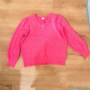 crown & ivy V-Neck Pink Sweater